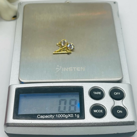 💕18k Real Gold Tictac Earrings with Stone - Picture 6 of 6